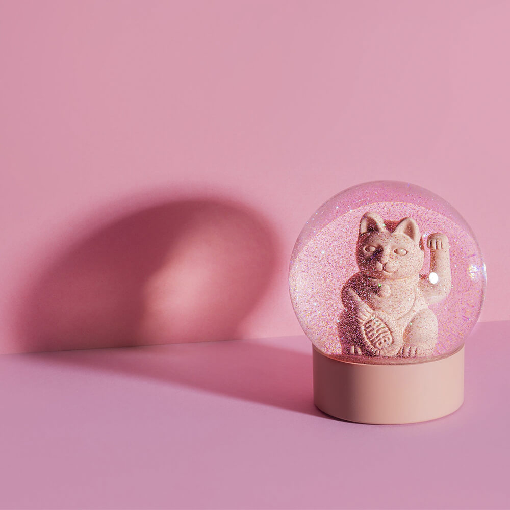 Снежный шар Манэки-нэко - Lucky Cat розовый - фото 3