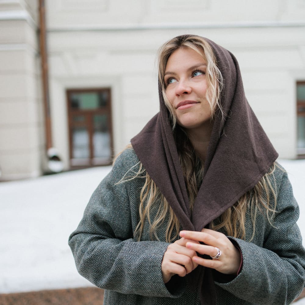 Косынка Friend Function шерстяная и горько-шоколадная  - фото 2