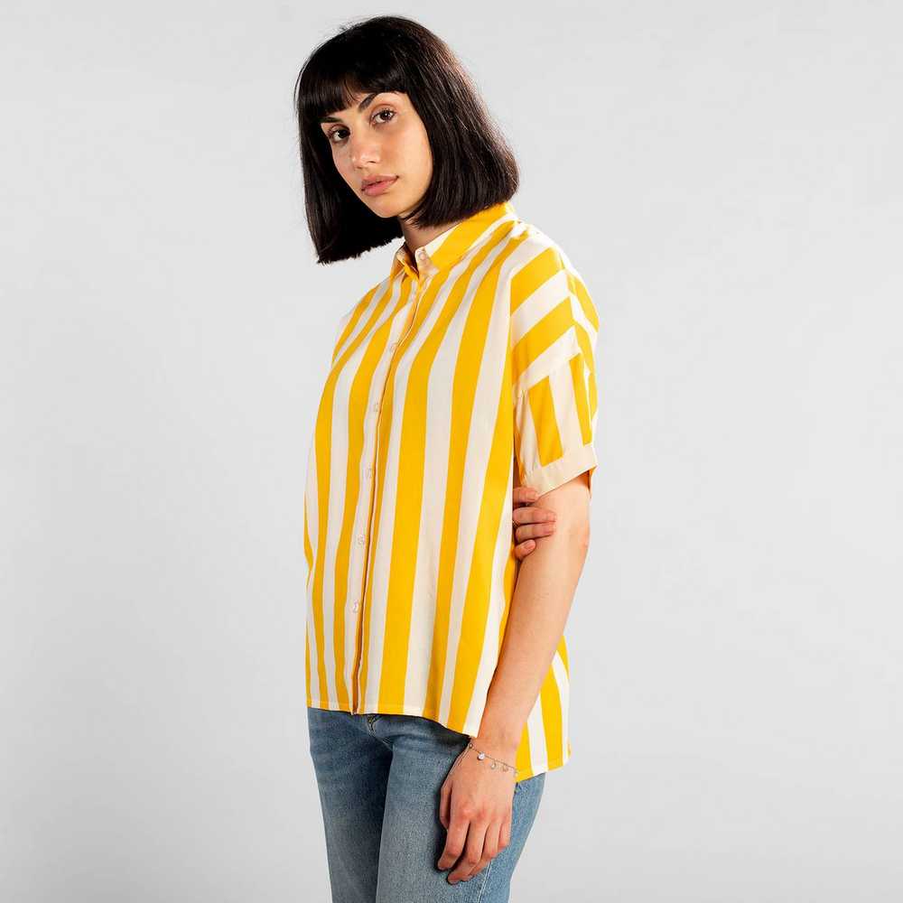 Рубашка Dedicated Short Sleeve Nibe Big Stripes Yellow женская - фото 3
