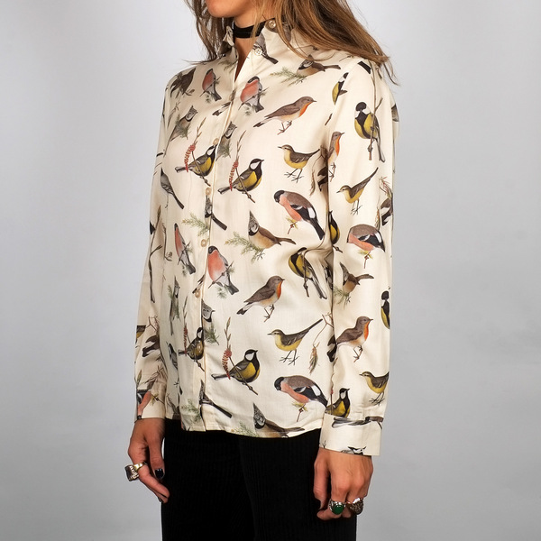 Рубашка Dedicated Dorothea Autumn Birds Off-White женская - фото 2