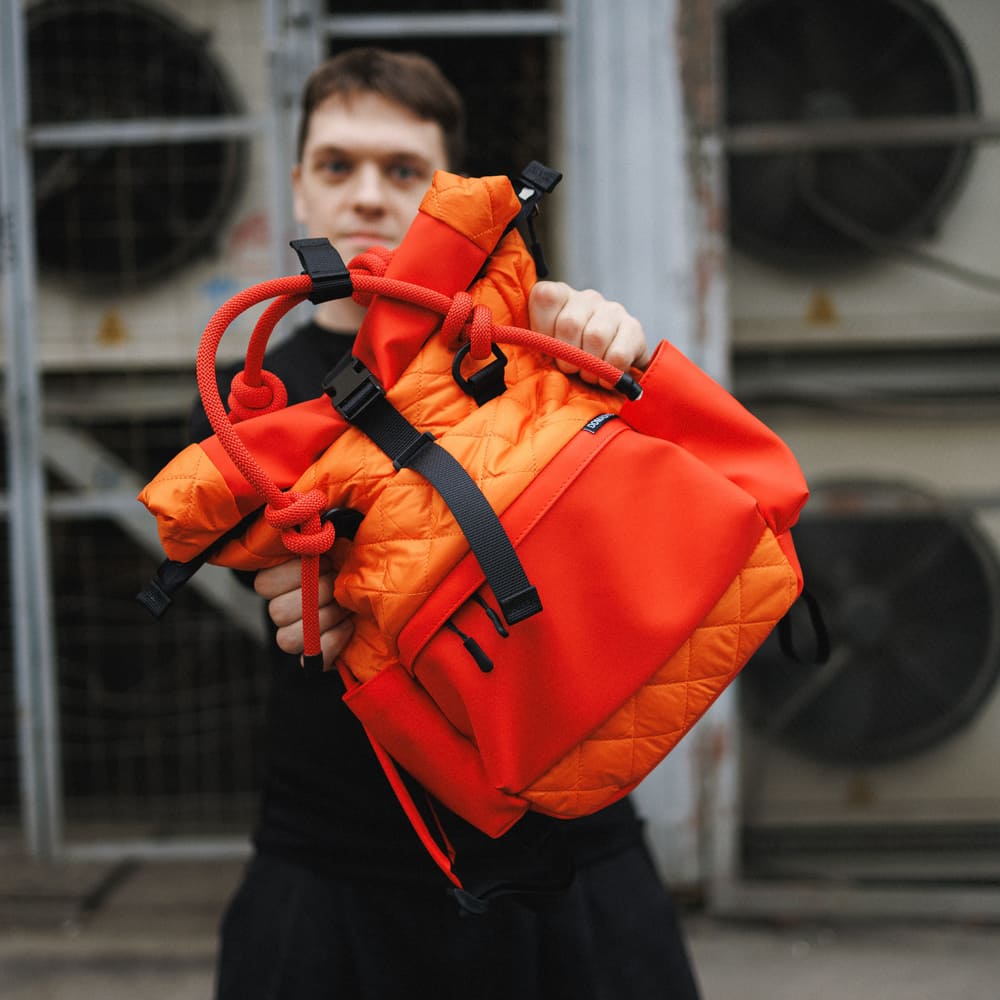 Рюкзак-роллтоп Domashka дутый оранжевый