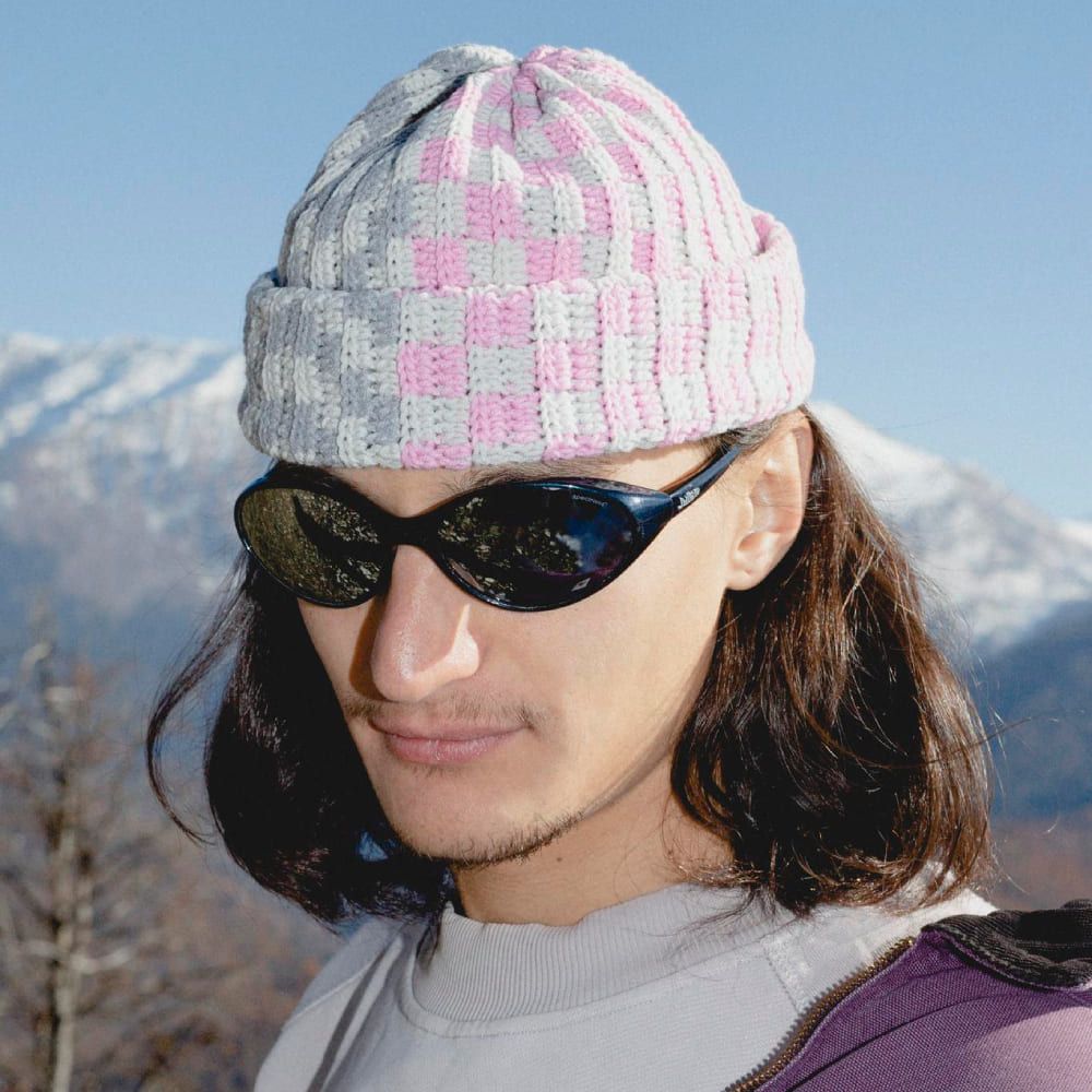 Шапка-бини Jacob Cro Twins Pink Grey