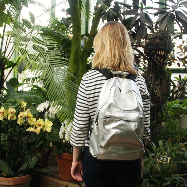 Кожаный рюкзак Kokosina Daypack серебряный - фото 8