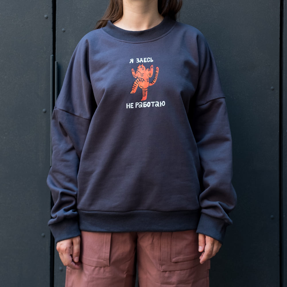 Свитшот Friend Function Я здесь не работаю графитовый