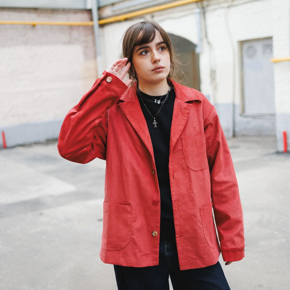 Рубашка вельветовая Friend Function красно-терракотовая