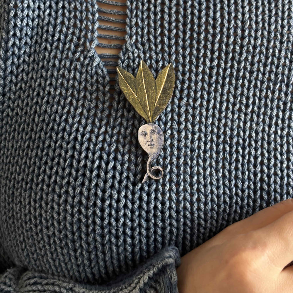 Страдающие броши Лев и ветка (и грустная брюква) - фото 2