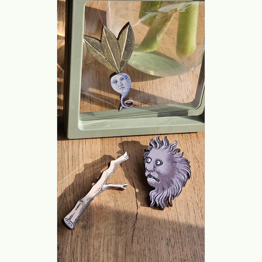 Страдающие броши Лев и ветка (и грустная брюква) - фото 8