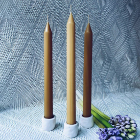 Рифленая столовая свеча из пчелиного воска - набор 5 шт