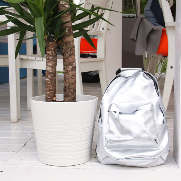 Кожаный рюкзак Kokosina Daypack серебряный - фото 17