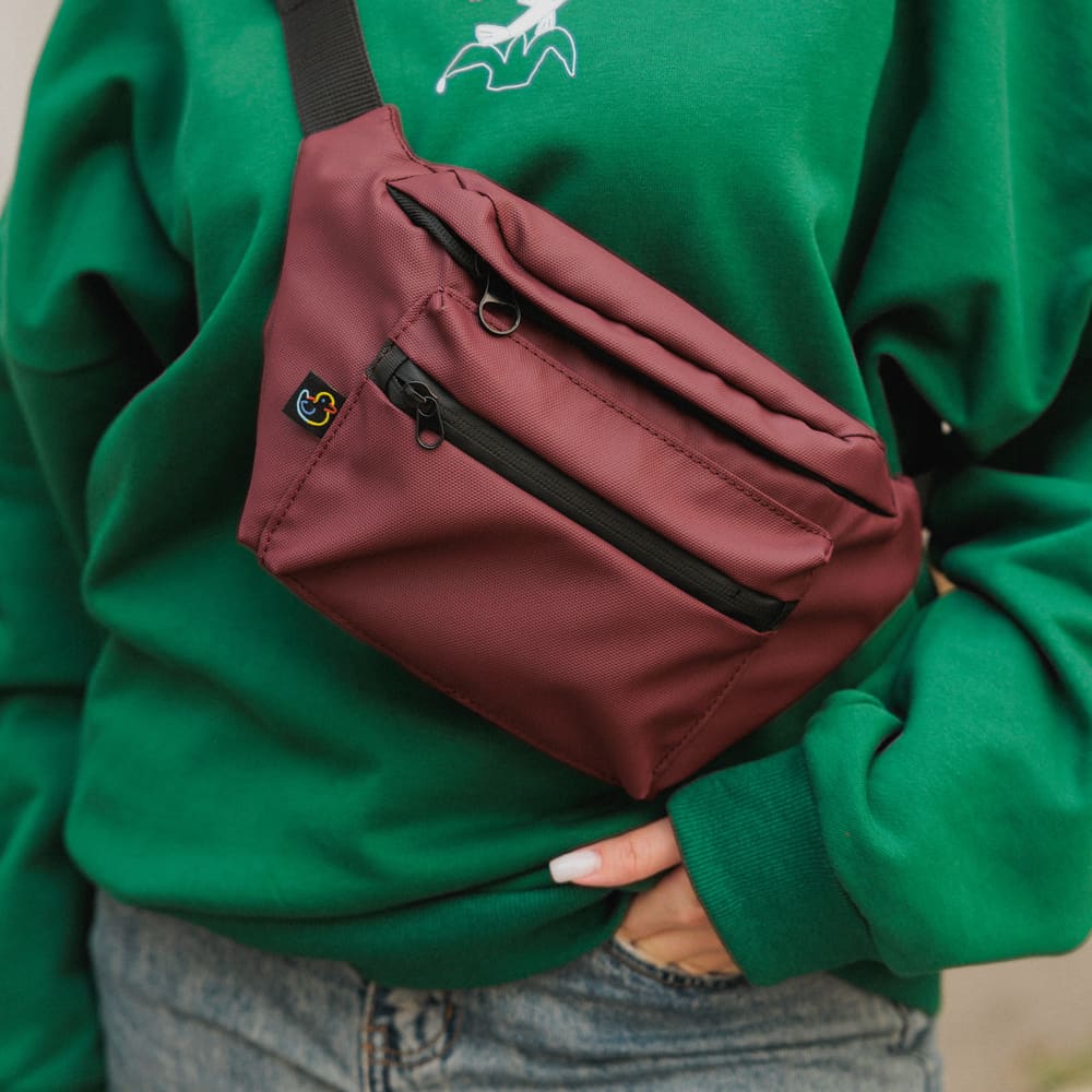 Сумка Friend Function большая хорошая прорезиненная (бордовая) - фото 1