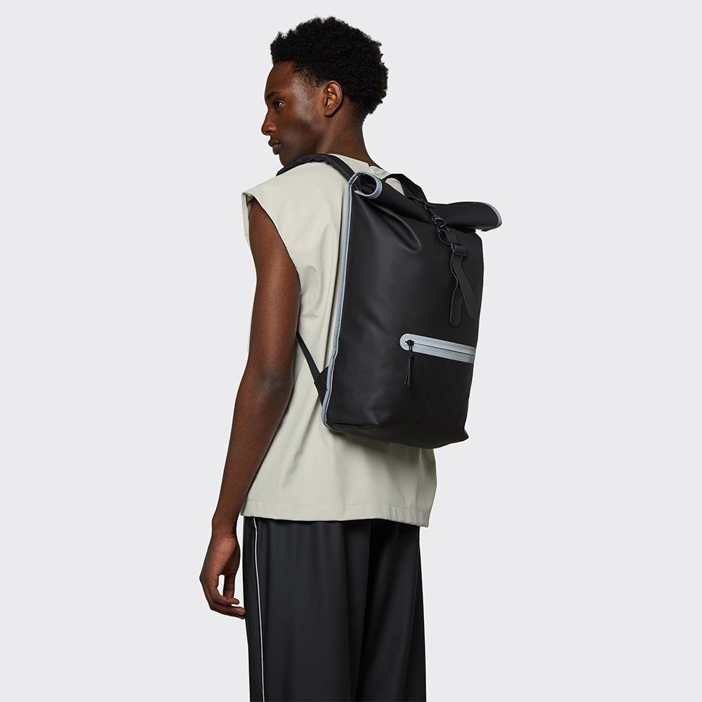 Рюкзак Rains Rolltop Rucksack Reflective Black