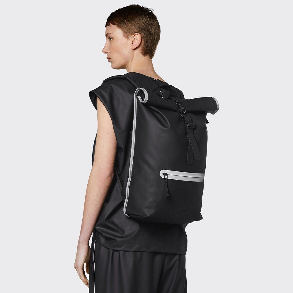 Рюкзак Rains Rolltop Rucksack Reflective Black