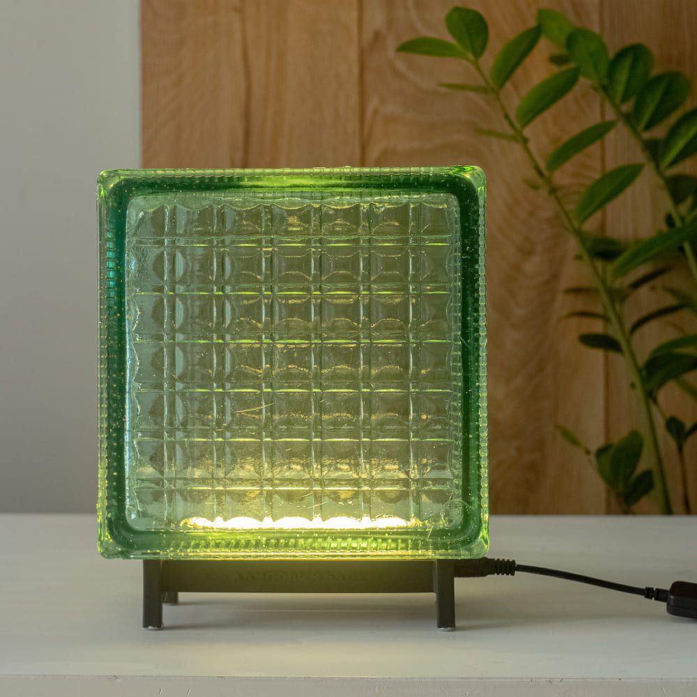 Светильник-стеклоблок зеленый
