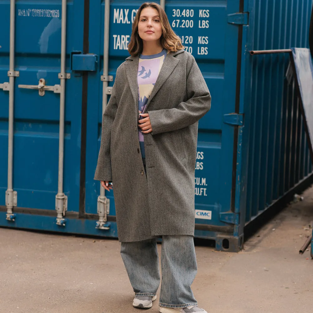 Пальто Friend Function серая елочка (100% шерсть)