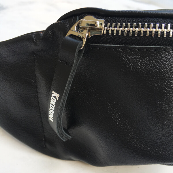 Кожаная сумка на пояс черная Kokosina с кожаным ремнем - фото 3
