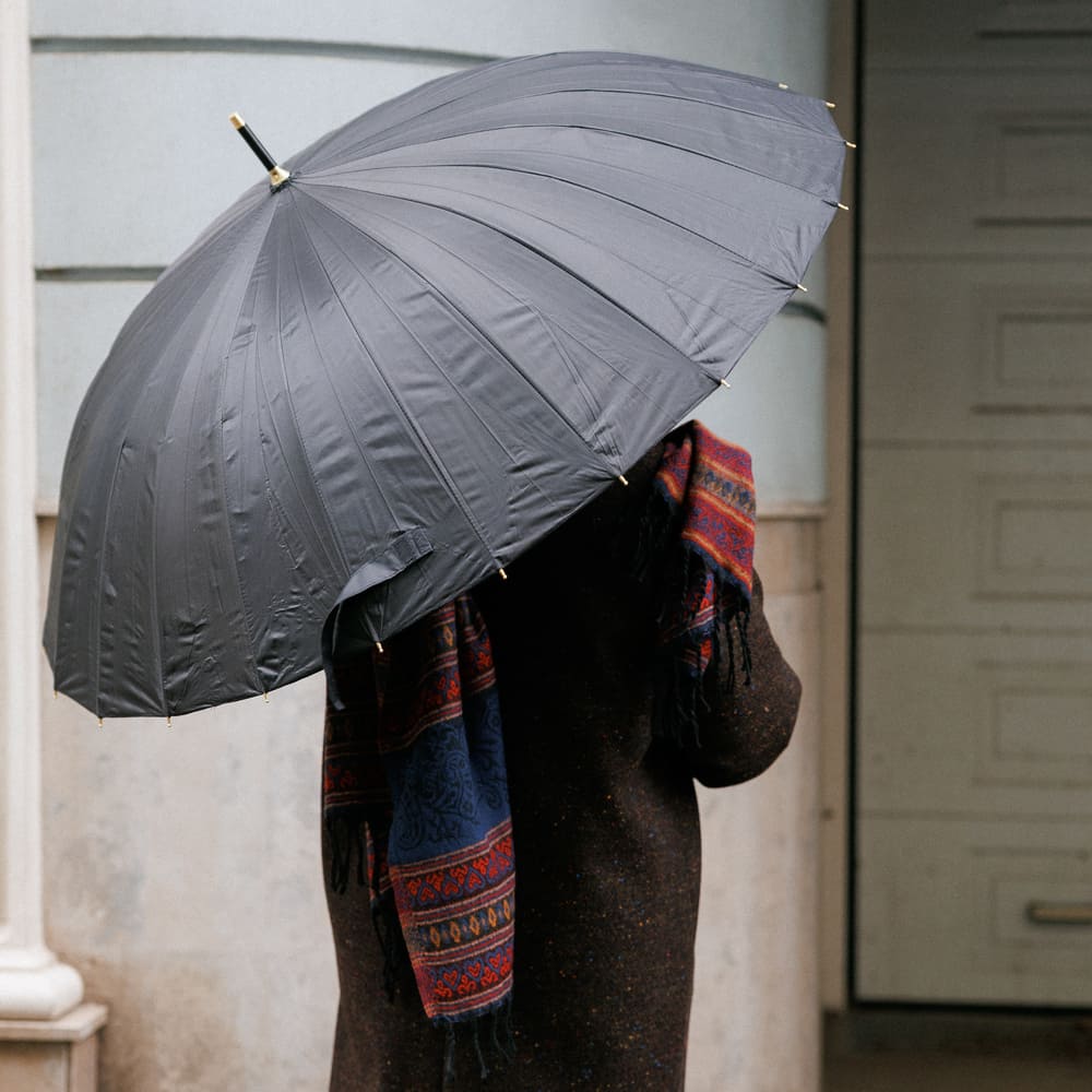 Зонт-трость с автооткрытием 24 ребра черный