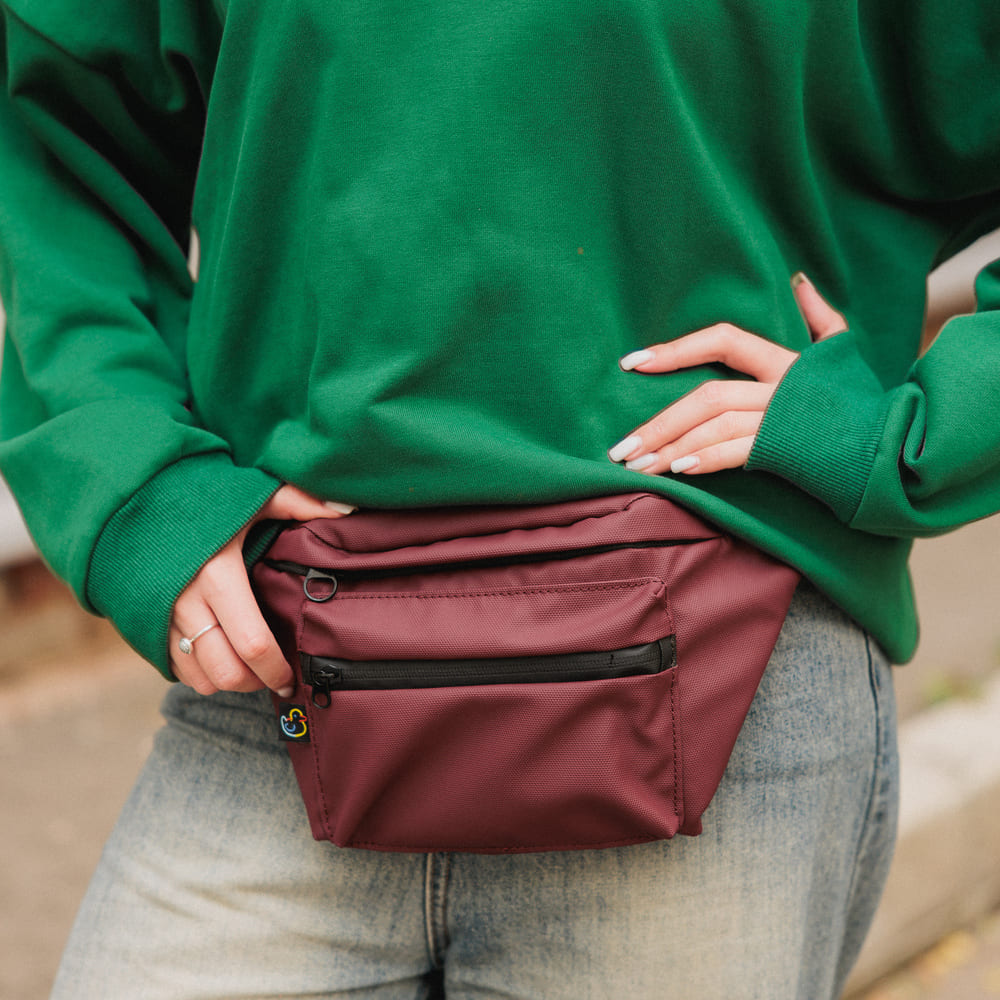 Сумка Friend Function большая хорошая прорезиненная (бордовая) - фото 2