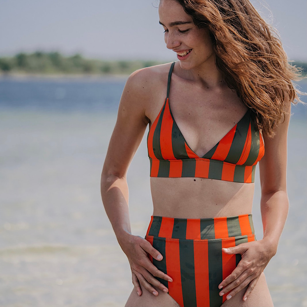 Купальник верх Dedicated Bikini Top Hemse Big Stripes Orange - фото 1