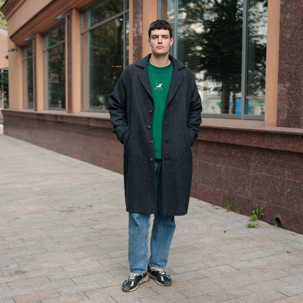 Пальто Friend Function синее с цветной крапинкой (50% шерсть) - фото 5