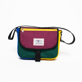 Сумка iyulstore Square Color block бордово-зелёная