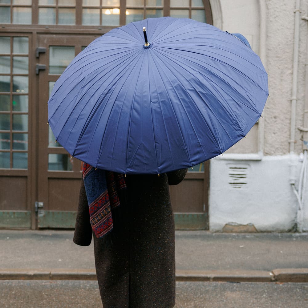 Зонт-трость с автооткрытием 24 ребра синий - фото 2