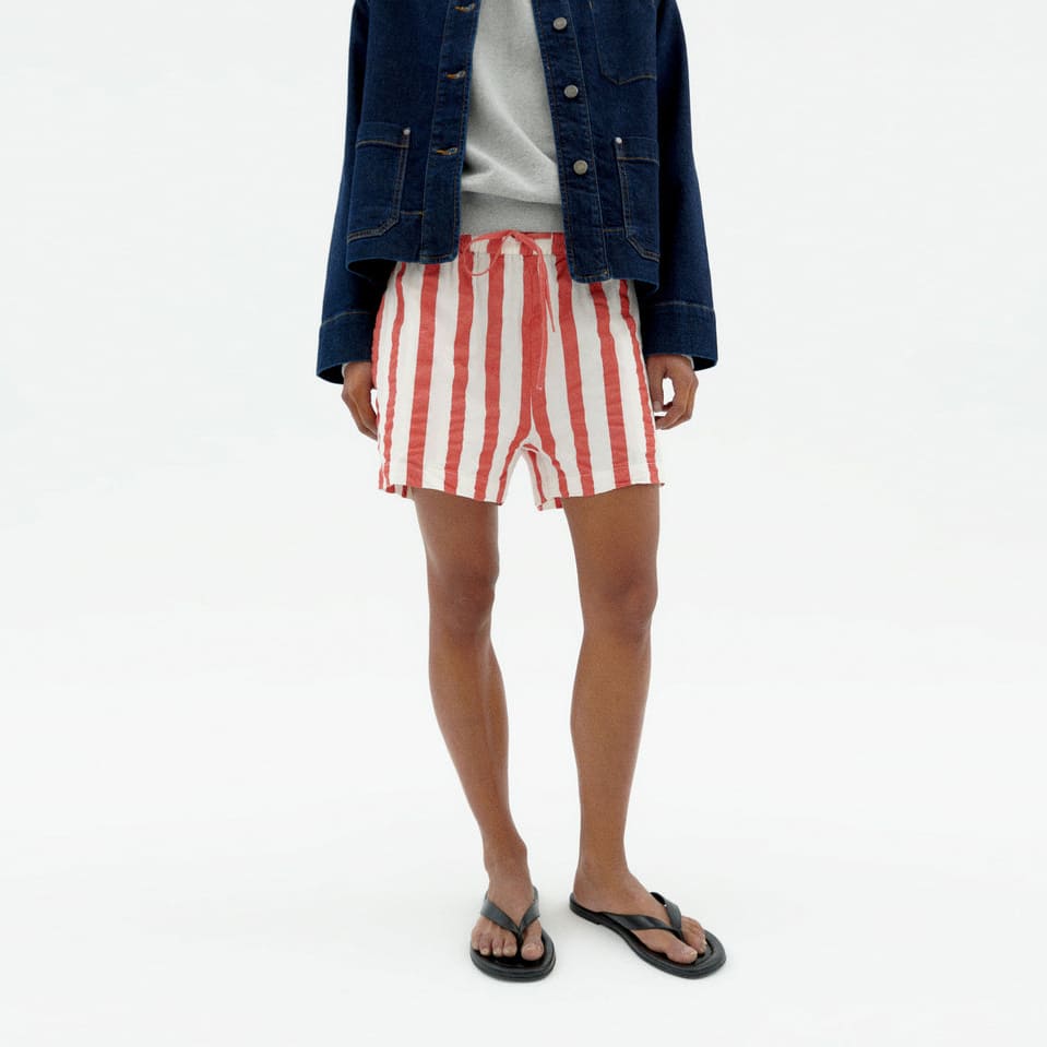 Шорты Thinking Mu Red Maxi Stripes Geranio