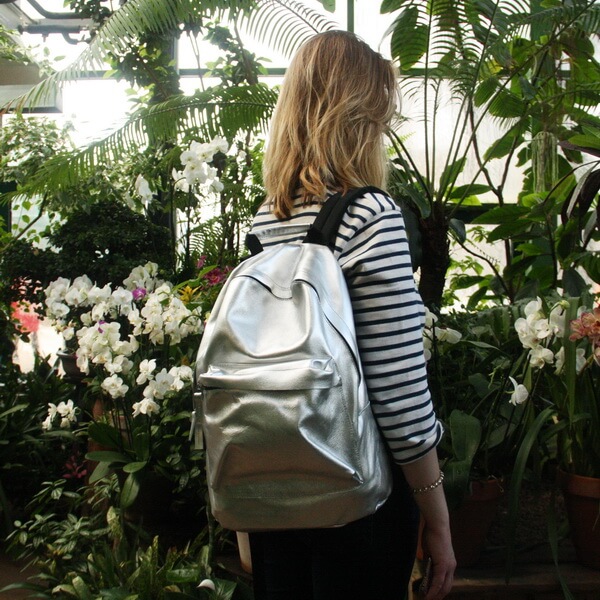 Кожаный рюкзак Kokosina Daypack серебряный - фото 11