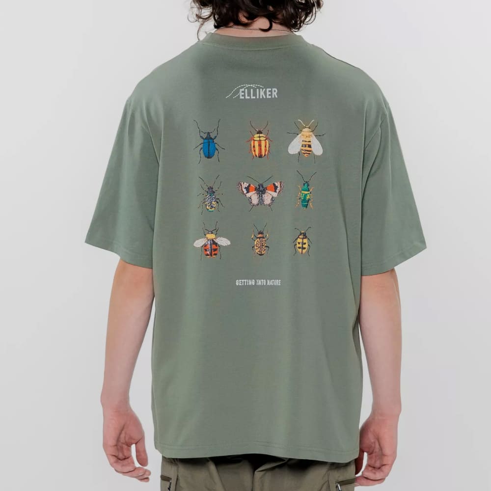 Футболка Elliker Rill Bug Print Short Sleeve зеленая