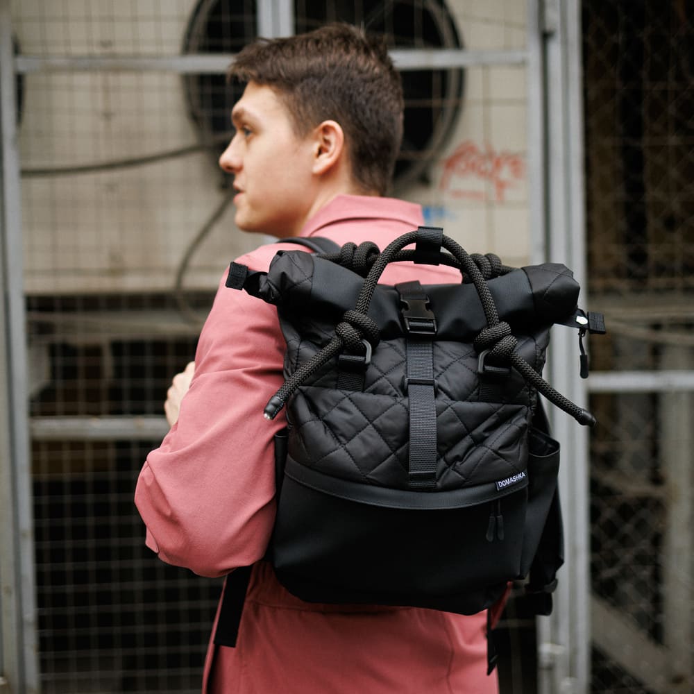 Рюкзак-роллтоп Domashka дутый черный