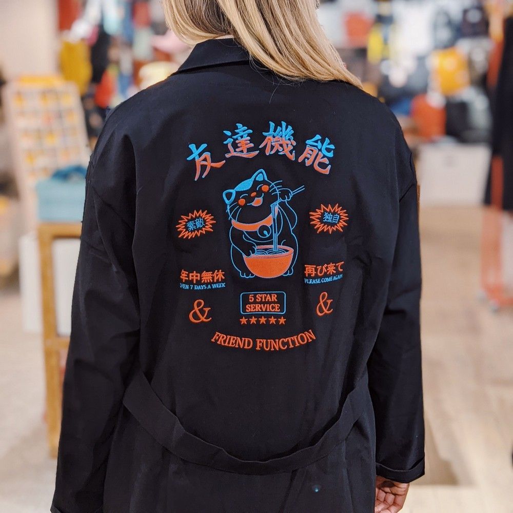 Рабочий халат Friend Function черный с котом