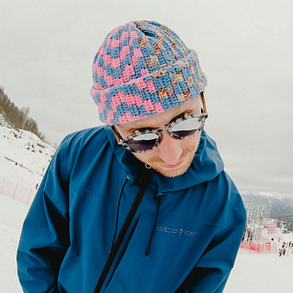 Шапка-бини Jacob Cro Twins Blue Pink melange