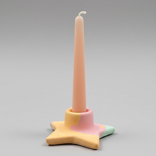 Подсвечник из гипса Звездочка разноцветная