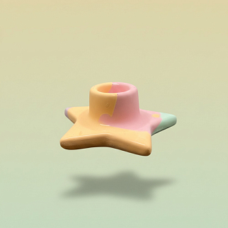 Подсвечник из гипса Звездочка разноцветная