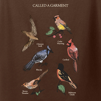 Футболка Called a Garment Birds коричневая