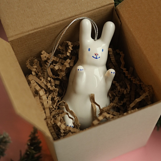 Керамическая ёлочная игрушка Заяц