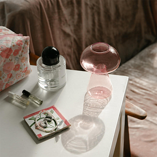 Ваза Грибочек прозрачная розовая