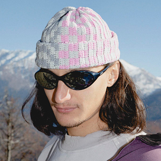 Шапка-бини Jacob Cro Twins Pink Grey