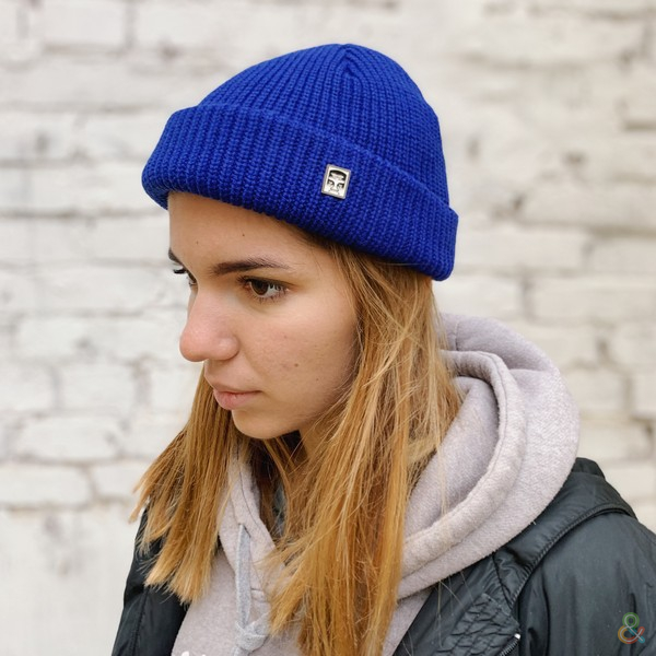 obey blue beanie