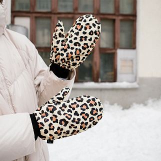Дутые варежки Friend Function леопардовые