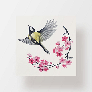 Временная татуировка Bird and sakura