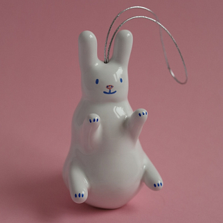 Керамическая ёлочная игрушка Заяц