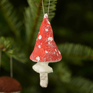 Ватная елочная игрушка - набор разных грибочков (4 шт.)