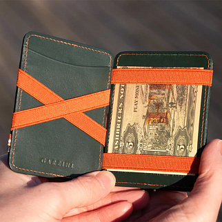 Волшебный кошелек Garzini Magic Wallets зелено-оранжевый
