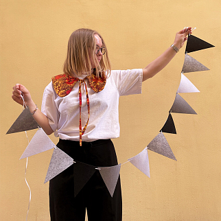 Флажки для вечеринки черно-серо-белые