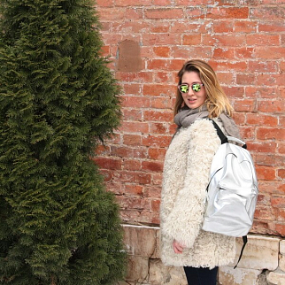 Кожаный рюкзак Kokosina Daypack серебряный