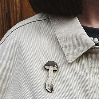 Деревянная брошка PlantMyBones Подберёзовик