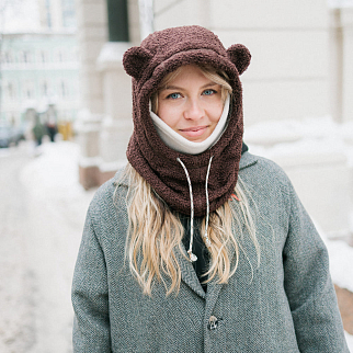 Капюшон Friend Function барашковый коричневый с ушками