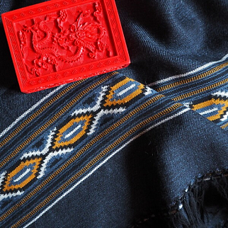 Большой шерстяной шарф Midnight Blue Folk