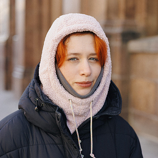 Капюшон Friend Function барашковый розово-серый