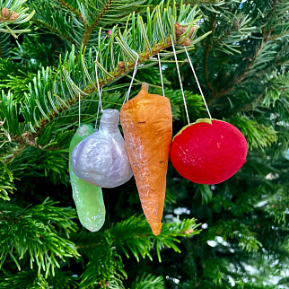 Ватная елочная игрушка - Набор овощей (4 шт)